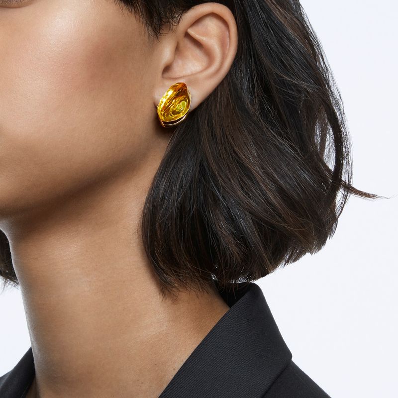 Pendiente-stud-Lucent-Individual-Amarillo-Baño-tono-oro