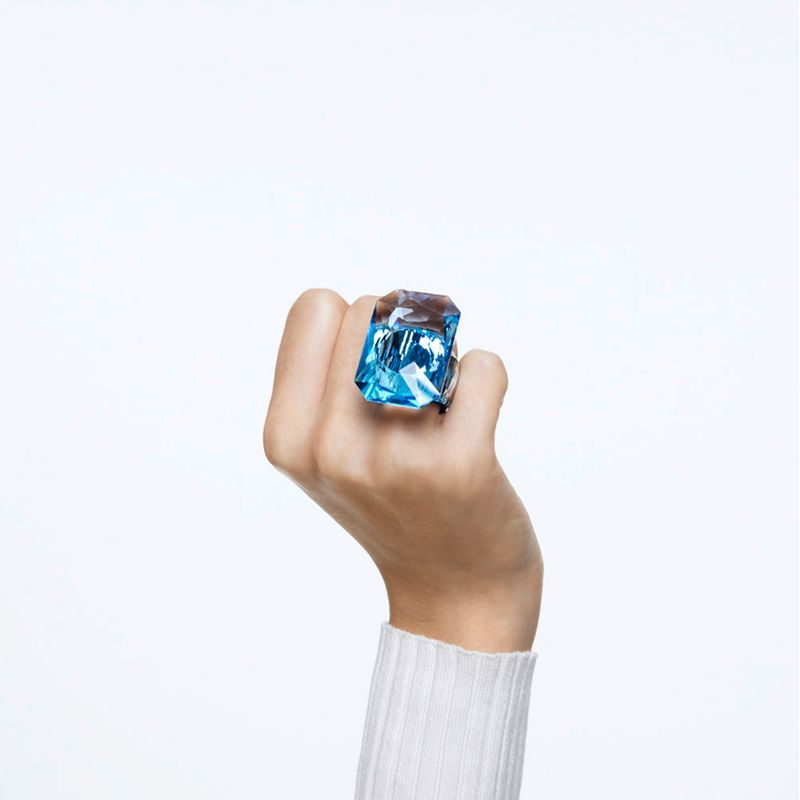 Anillo-de-coctel-Lucent-Cristal-de-gran-tamaño-Azul