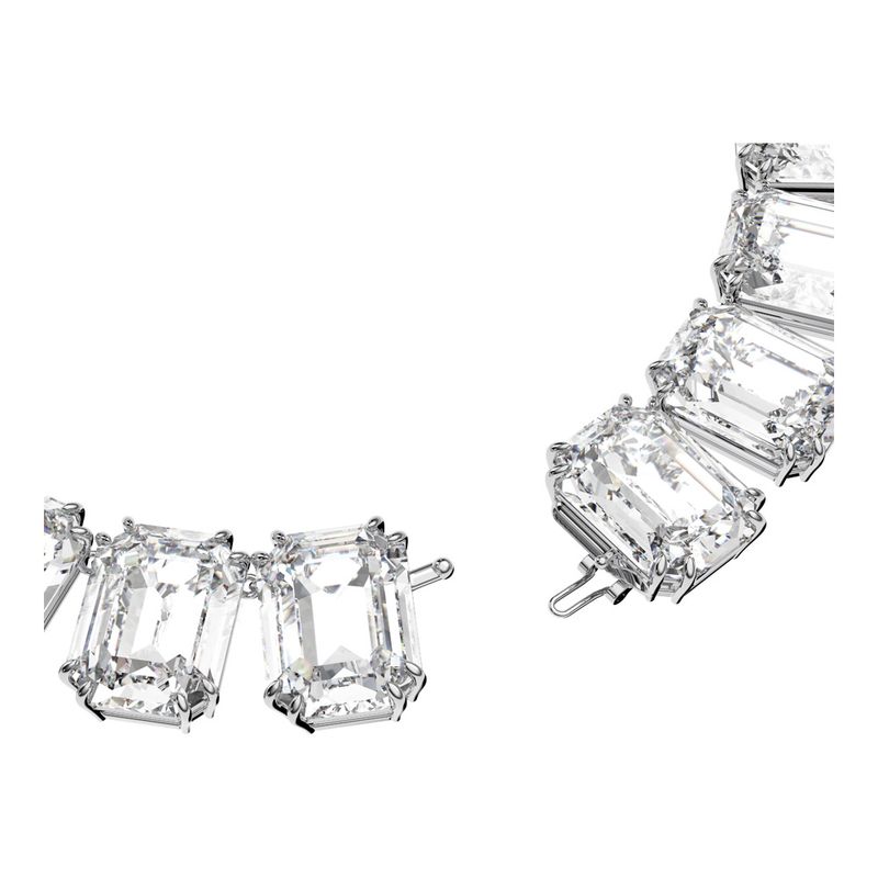 Collar-Millenia-Cristales-talla-octagonal-Blanco-Baño-de-rodio
