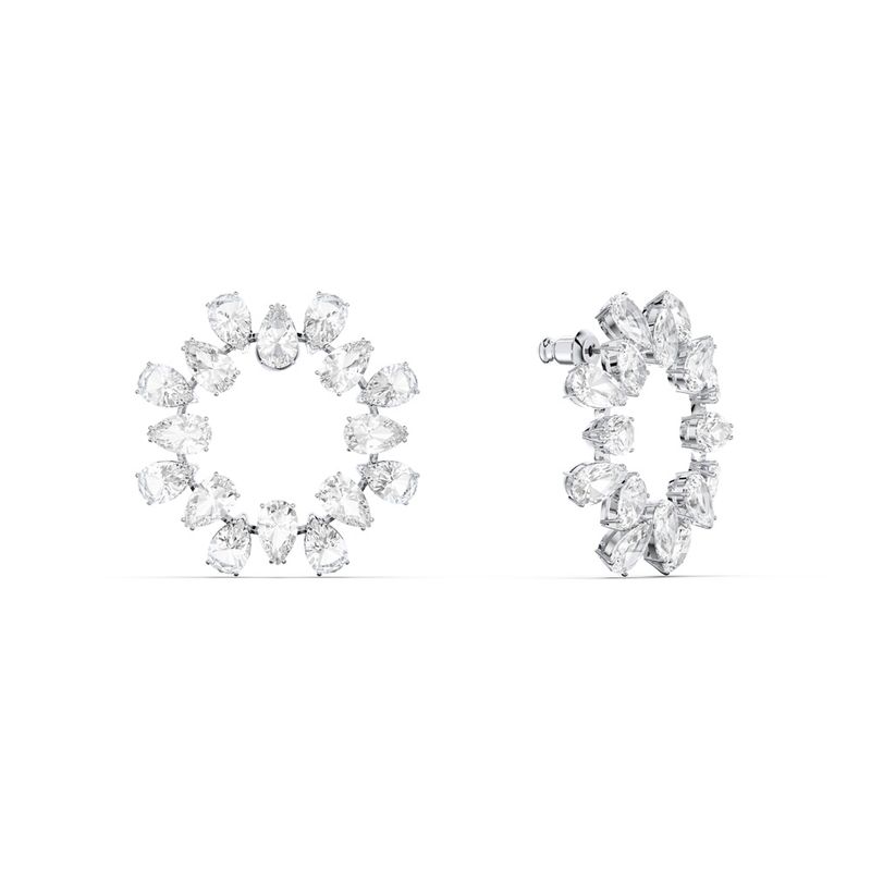 Pendientes-Millenia-Circulo-Blanco-Baño-de-rodio