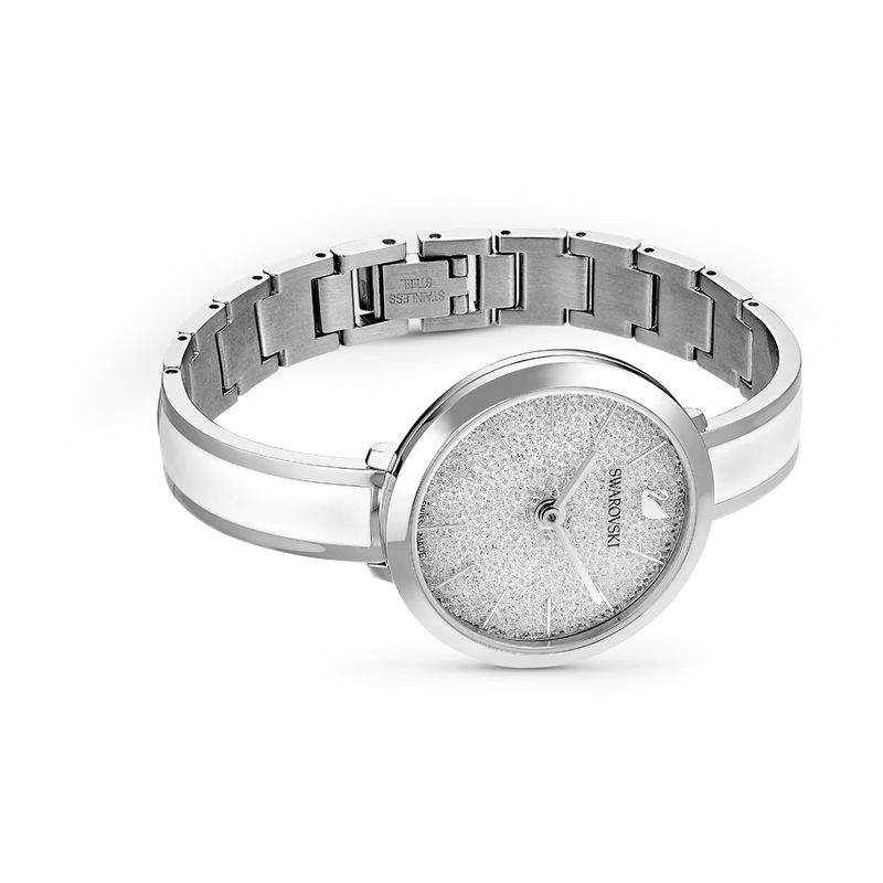 Reloj-Crystalline-Delight-brazalete-de-metal-blanco-acero-inoxidable