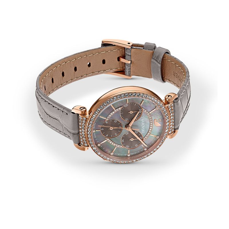 Reloj-Passage-Chrono-Correa-De-Piel-Gris-Pvd-Tono-Oro-Rosa
