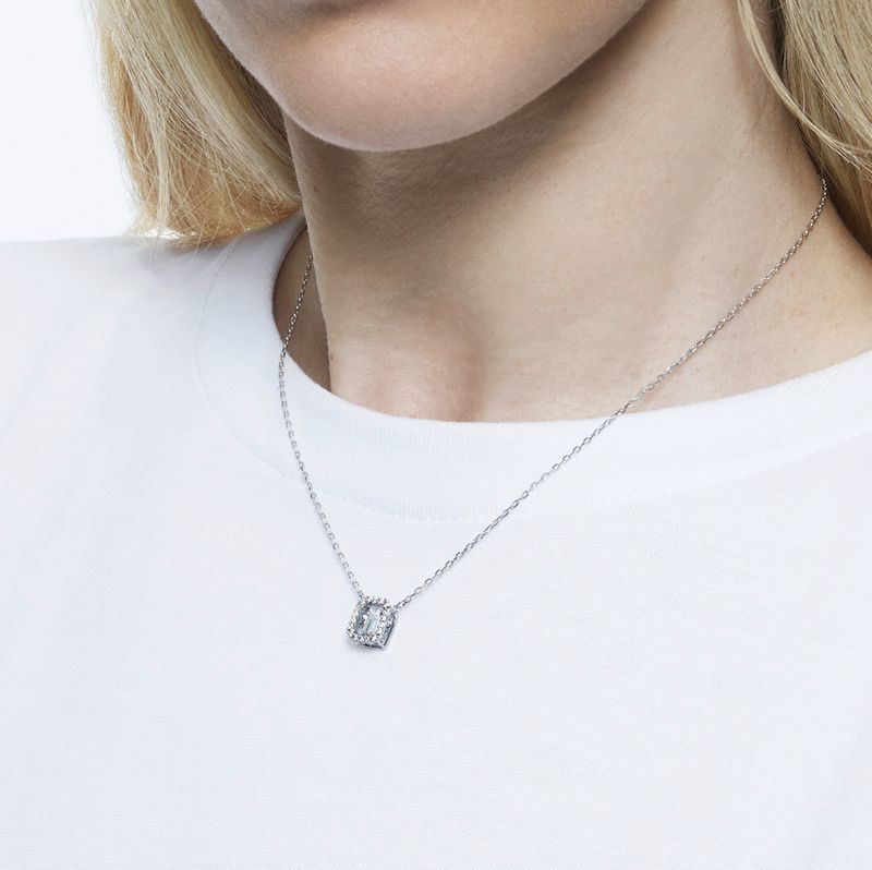 Collar-Millenia-Circonita-Swarovski-cuadrada-Blanco-Baño-de-rodio