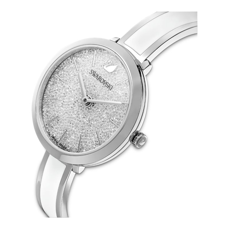 Reloj-Crystalline-Delight-brazalete-de-metal-blanco-acero-inoxidable