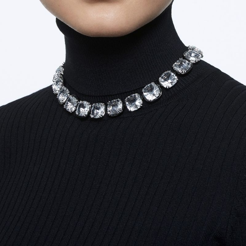 Gargantilla-Harmonia-Cristales-de-talla-cushion-Blanco-Combinacion-de-acabados-metalicos