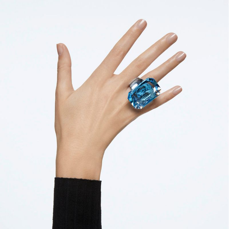 Anillo-de-coctel-Lucent-Cristal-de-gran-tamaño-Azul
