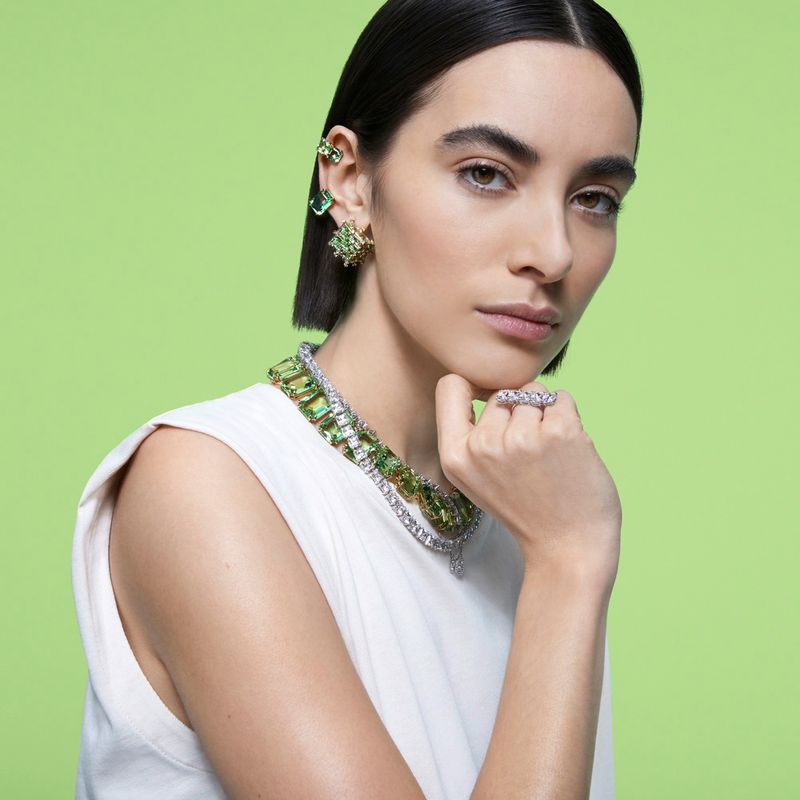 Collar-Millenia-Circonita-Swarovski-y-cristal-de-talla-cuadrada-Blanco-Baño-de-rodio