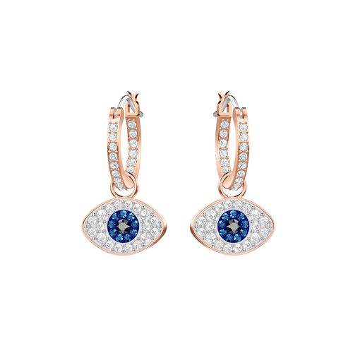 Aretes de aro Duo Evil Eye, multicolor, baño de oro rosa