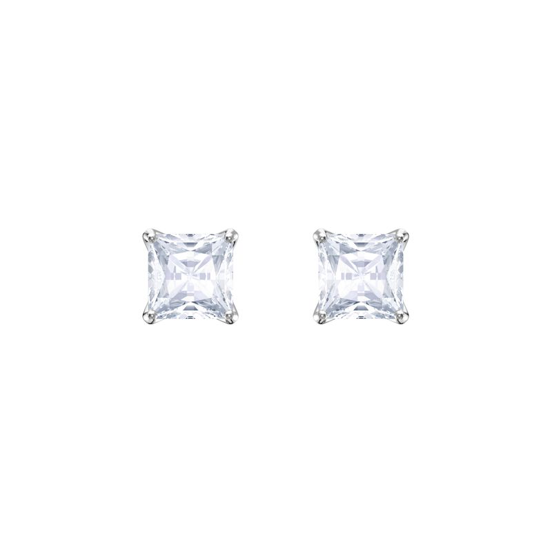 Aretes-de-boton-Attract-blanco-baño-de-rodio