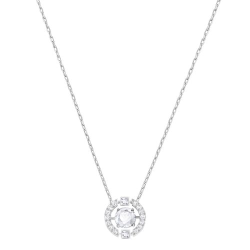 Collar Sparkling Dance Round, blanco, baño de rodio