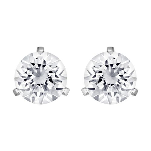 Aretes Solitaire, blanco, baño de rodio