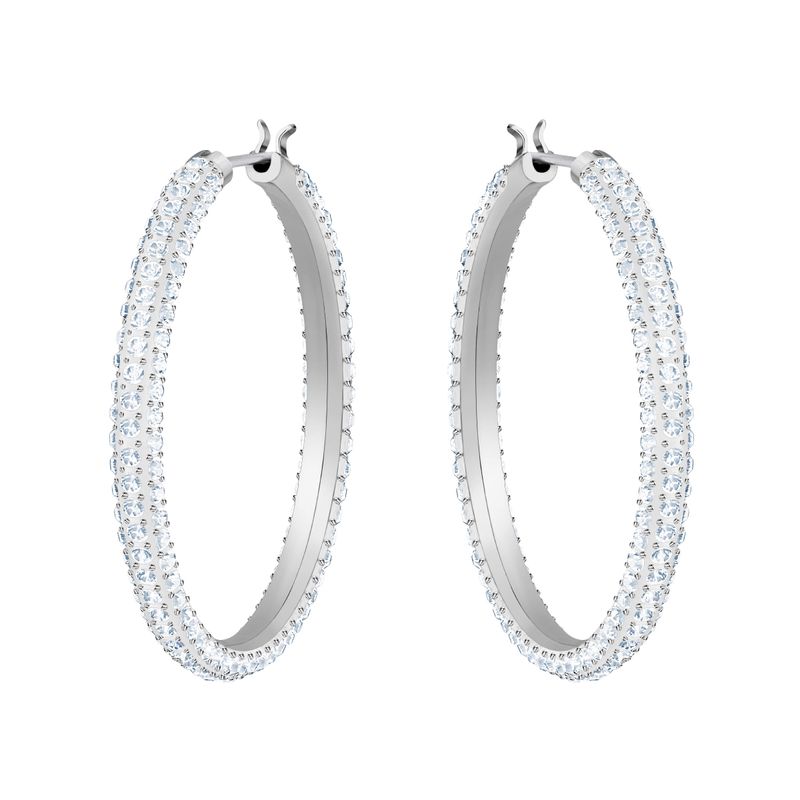 Aretes-de-aro-Stone-blanco-baño-de-rodio