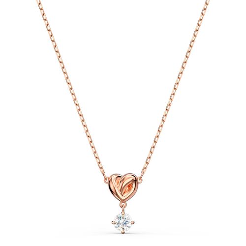 Colgante Lifelong Heart, blanco, baño tono oro rosa