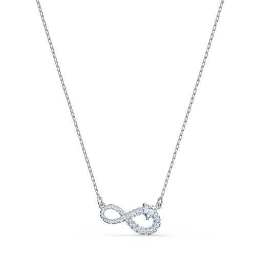 Collar Swarovski Infinity, blanco, baño de rodio