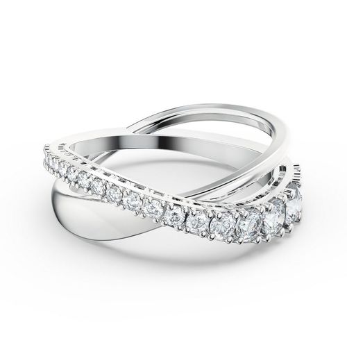 Anillo Twist Rows, blanco, baño de rodio