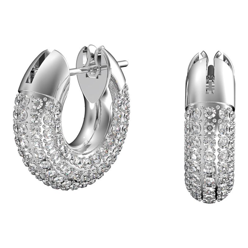 Pendientes-de-aro-Dextera-Pave-Blanco-Baño-de-rodio
