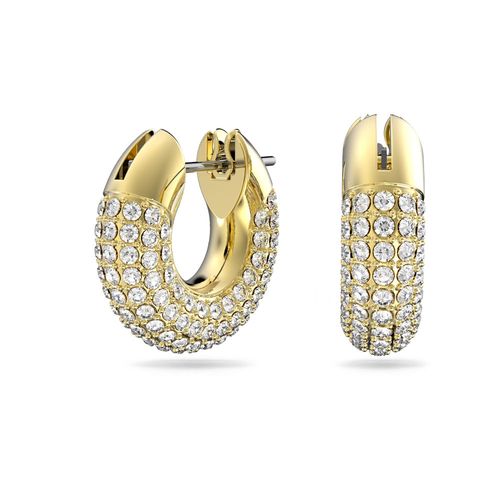 Aretes de aro Dextera, Pavé, Blancos, Baño tono oro