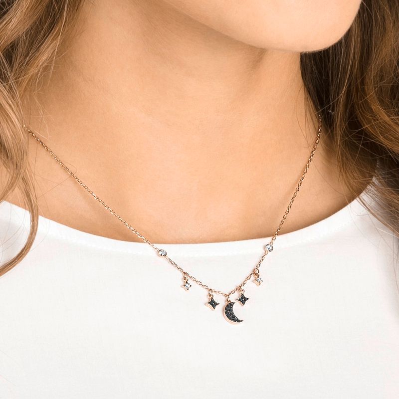 Collar-Duo-Moon-negro-baño-de-oro-rosa