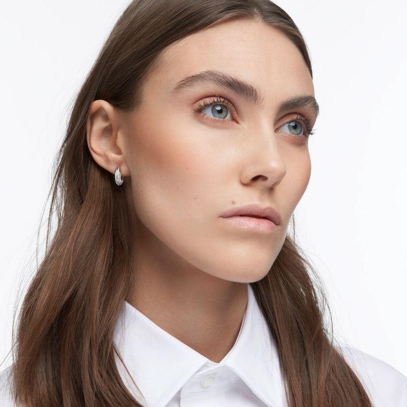 Pendientes-de-aro-Dextera-Pave-Blanco-Baño-de-rodio