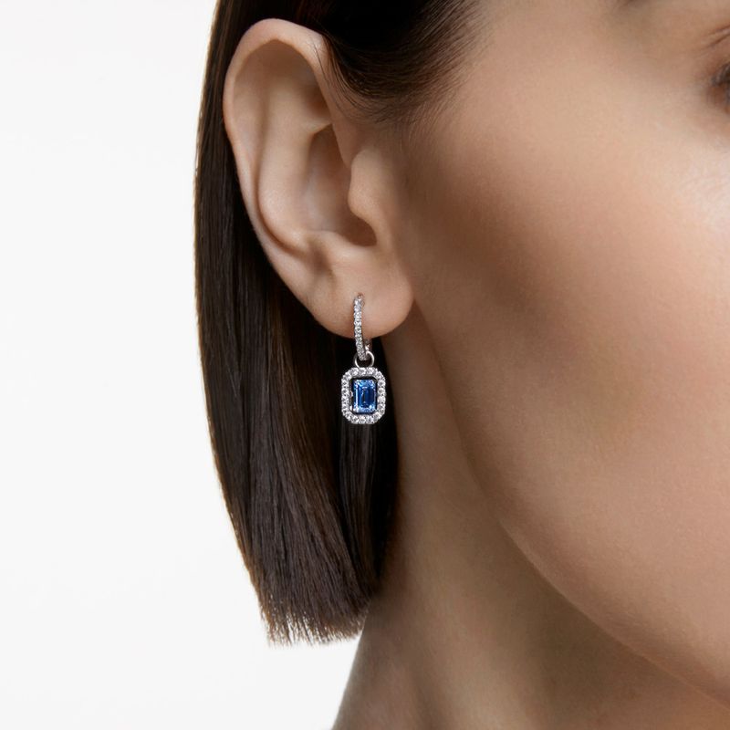 Aretes-Millenia-Circonita-Swarovski-de-talla-octogonal-Azules-Baño-de-rodio