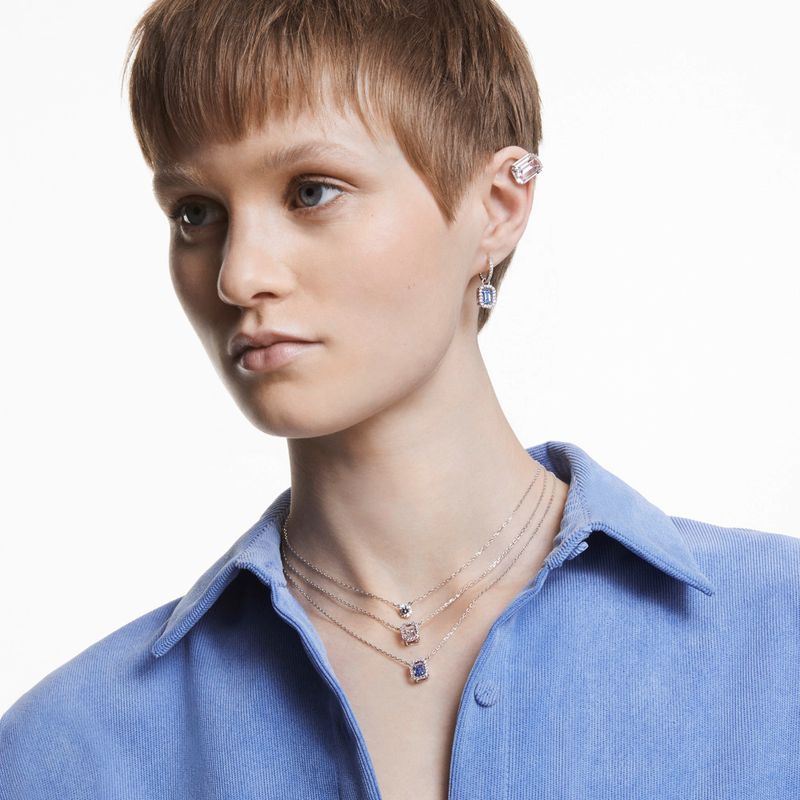 Collar-Millenia-Zirconia-Swarovski-de-talla-octogonal-Azul-Baño-de-rodio