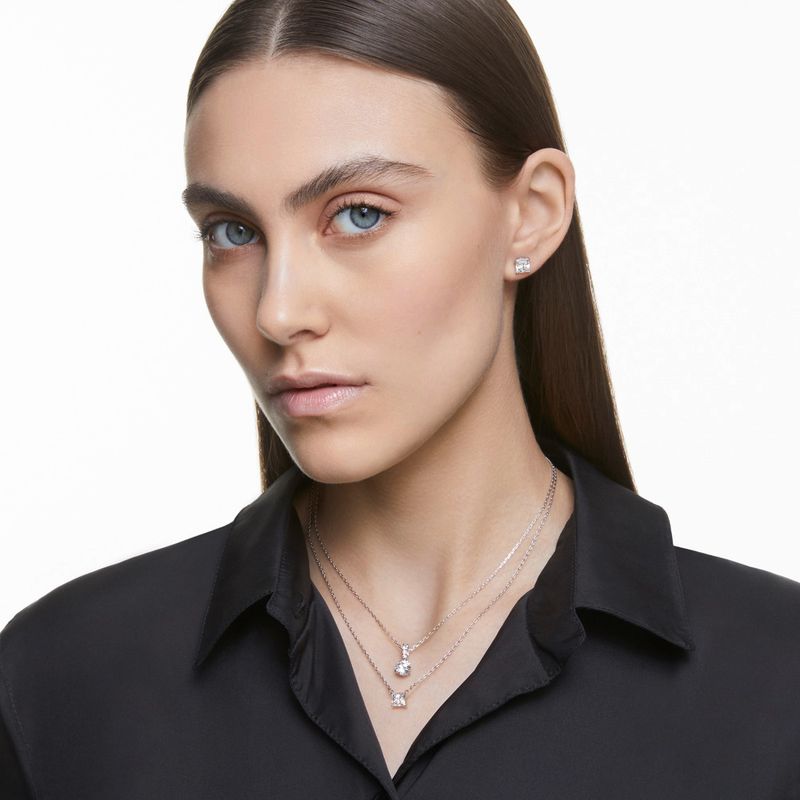 Aretes-de-boton-Attract-blanco-baño-de-rodio