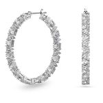 Pendientes-de-aro-Ortyx-Talla-triangular-Blancos-Baño-de-rodio