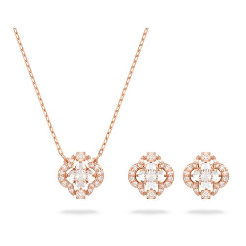 Conjunto Swarovski Sparkling Dance, Blanco, Baño tono oro rosa