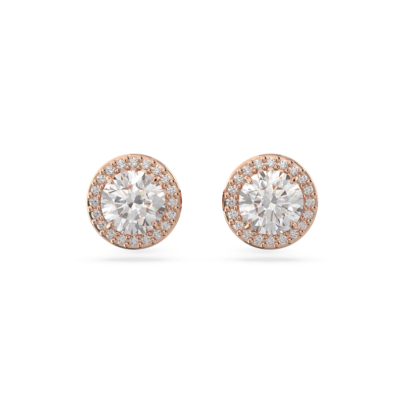 Pendientes-de-boton-Constella-Talla-redonda-Pave-Blancos-Baño-tono-oro-rosa