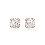 Pendientes-de-boton-Constella-Talla-redonda-Blancos-Baño-tono-oro-rosa