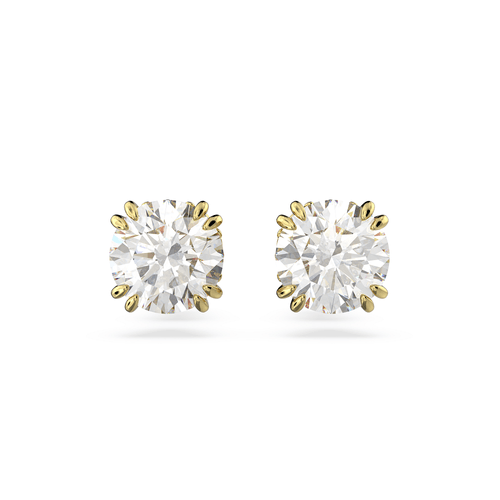 Pendientes de botón Constella, Talla redonda, Blancos, Baño tono oro