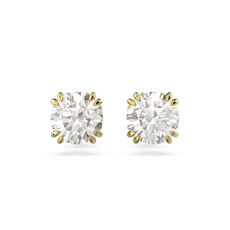 Pendientes-de-boton-Constella-Talla-redonda-Blancos-Baño-tono-oro