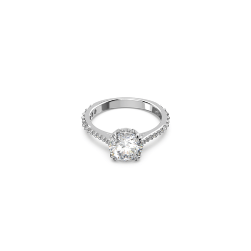 Anillo de cóctel Constella, Talla princesa, Pavé, Blanco, Baño de rodio