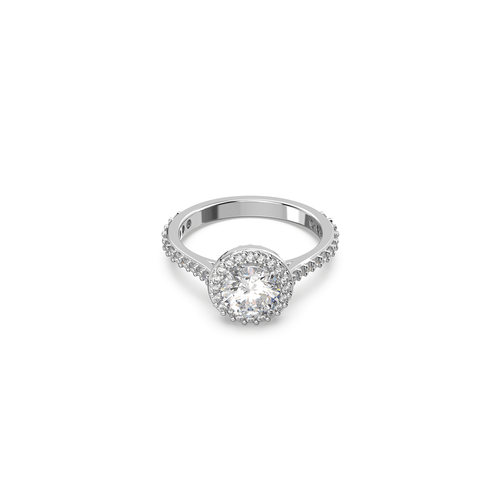 Anillo de cóctel Una Angelic, Talla redonda, Pavé, Blanco, Recubrimiento en rodio