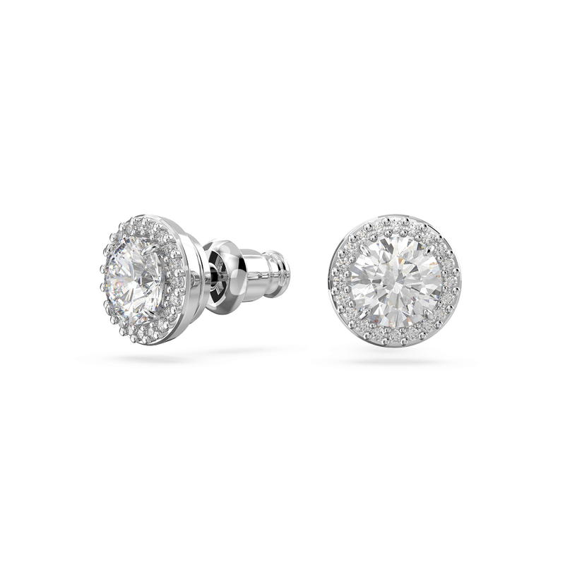 Pendientes-de-boton-Constella-Talla-redonda-Pave-Blancos-Baño-de-rodio
