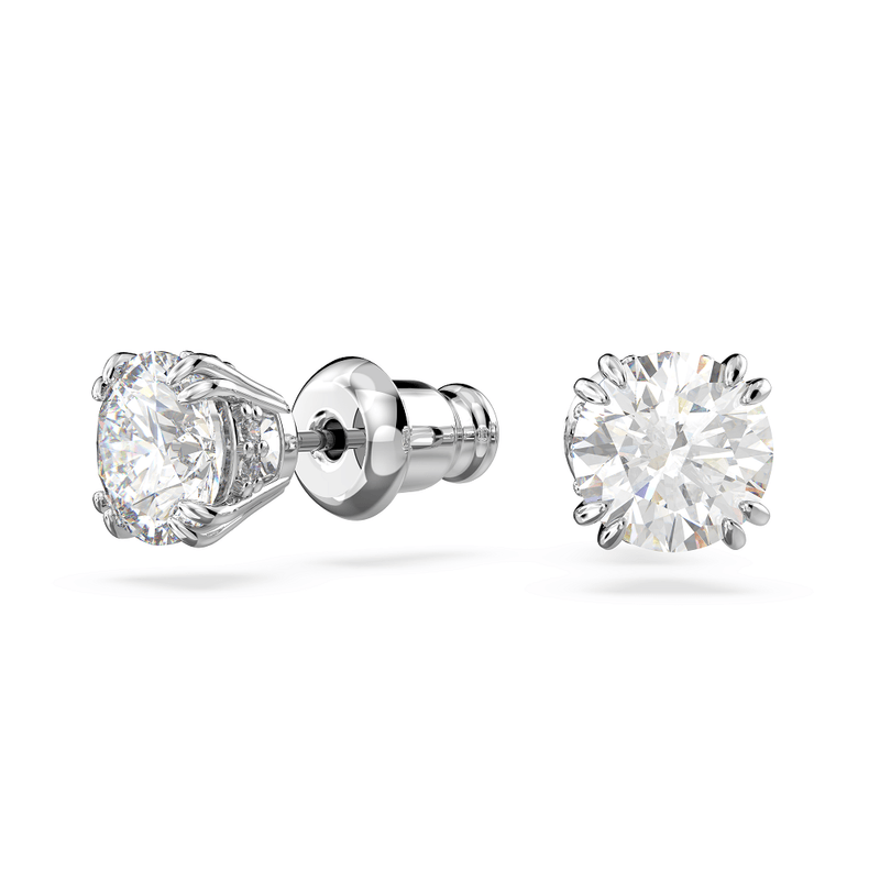 Pendientes-de-boton-Constella-Talla-redonda-Blancos-Baño-de-rodio