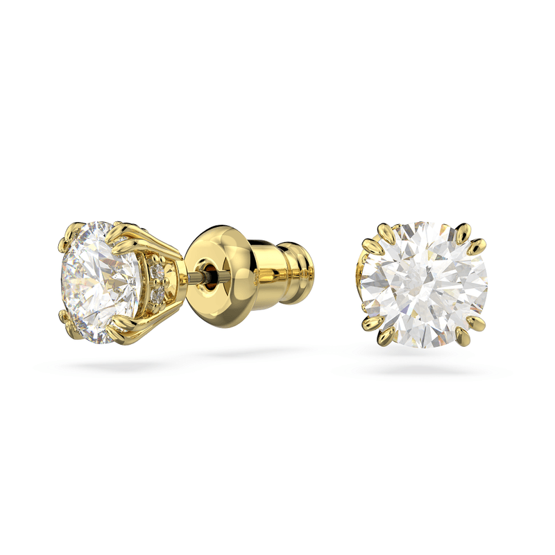 Pendientes-de-boton-Constella-Talla-redonda-Blancos-Baño-tono-oro
