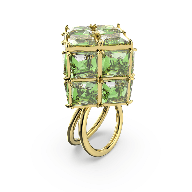 Anillo-de-coctel-Curiosa-Cuadrado-Verde-Baño-tono-oro