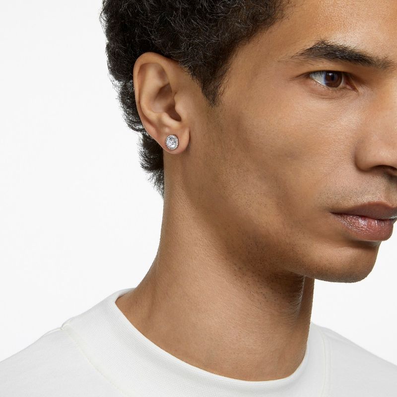 Pendientes-de-boton-Constella-Talla-redonda-Pave-Blancos-Baño-de-rodio