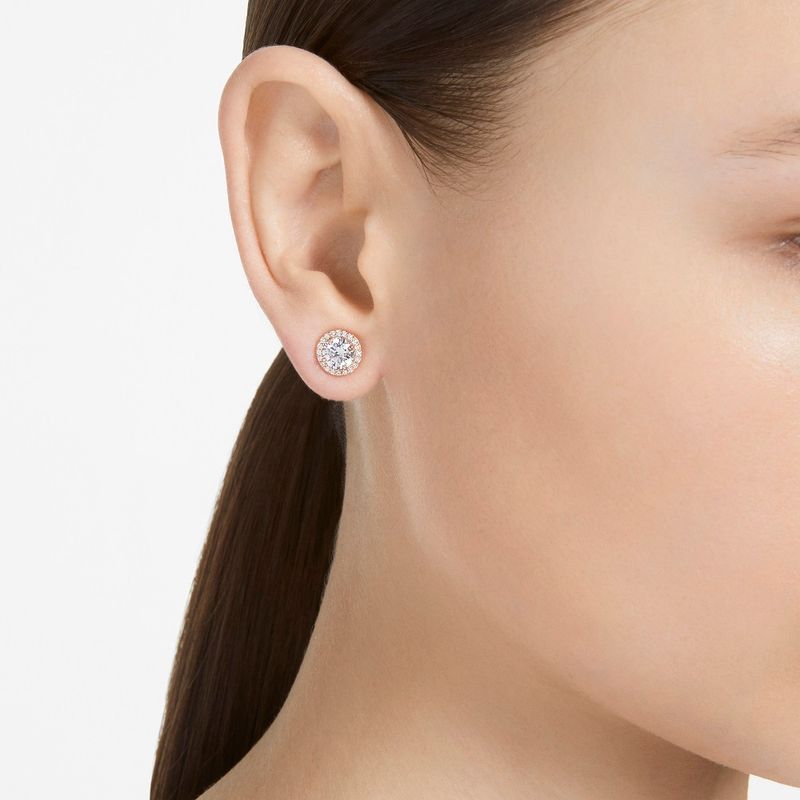 Pendientes-de-boton-Constella-Talla-redonda-Pave-Blancos-Baño-tono-oro-rosa