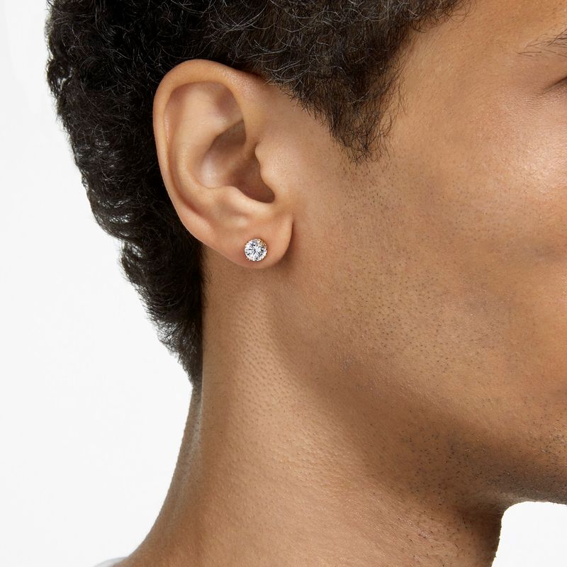 Pendientes-de-boton-Constella-Talla-redonda-Blancos-Baño-tono-oro