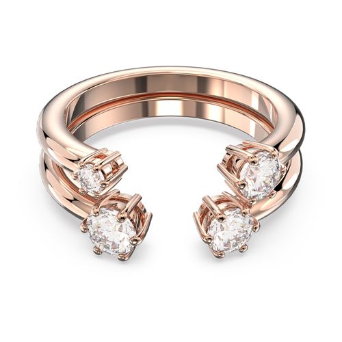 Anillo Constella, Conjunto (2), Talla redonda, Blanco, Baño tono oro rosa