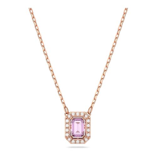 Collar Millenia, Talla octogonal, Morado, Baño tono oro rosa