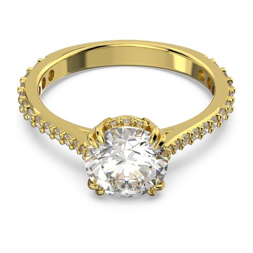 Anillo de cóctel Constella, Talla princesa, Pavé, Blanco, Baño tono oro