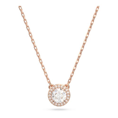 Colgante Constella, Talla redonda, Pavé, Blanco, Baño tono oro rosa