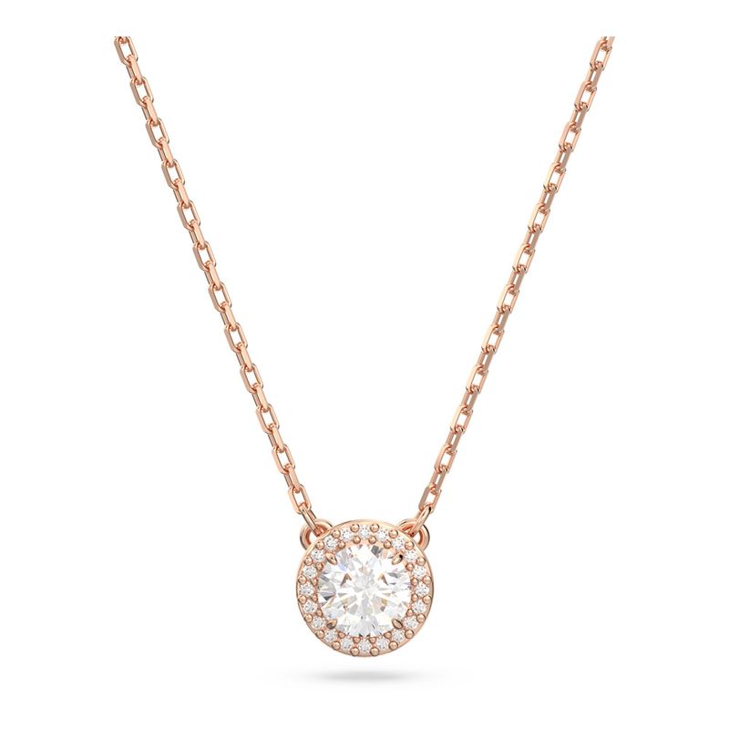 Colgante-Constella-Talla-redonda-Pave-Blanco-Baño-tono-oro-rosa