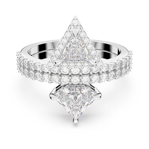 Anillo Ortyx, Talla triangular, Blanco, Baño de rodio