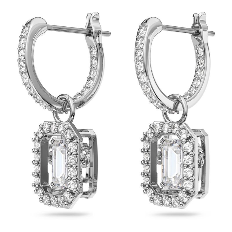 Pendientes-Millenia-Talla-octogonal-Blancos-Baño-de-rodio