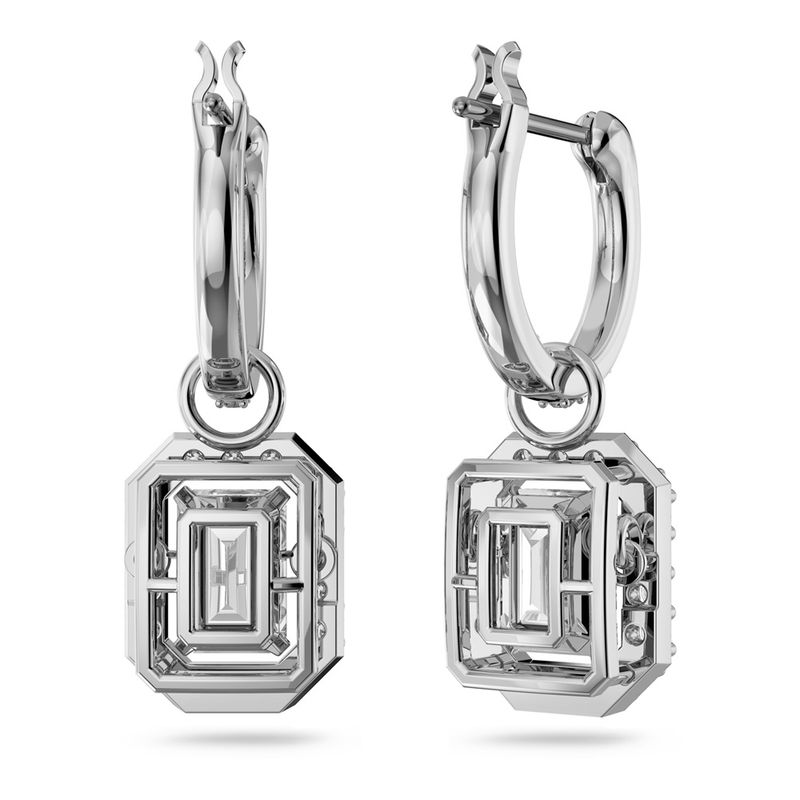 Pendientes-Millenia-Talla-octogonal-Blancos-Baño-de-rodio