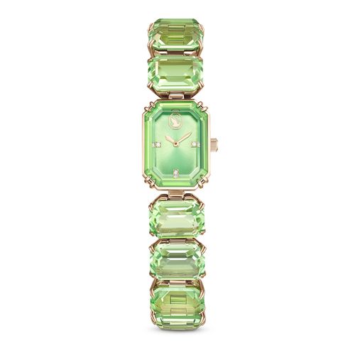 Reloj , Pulsera de talla octogonal , Verde, Acabado tono oro champán